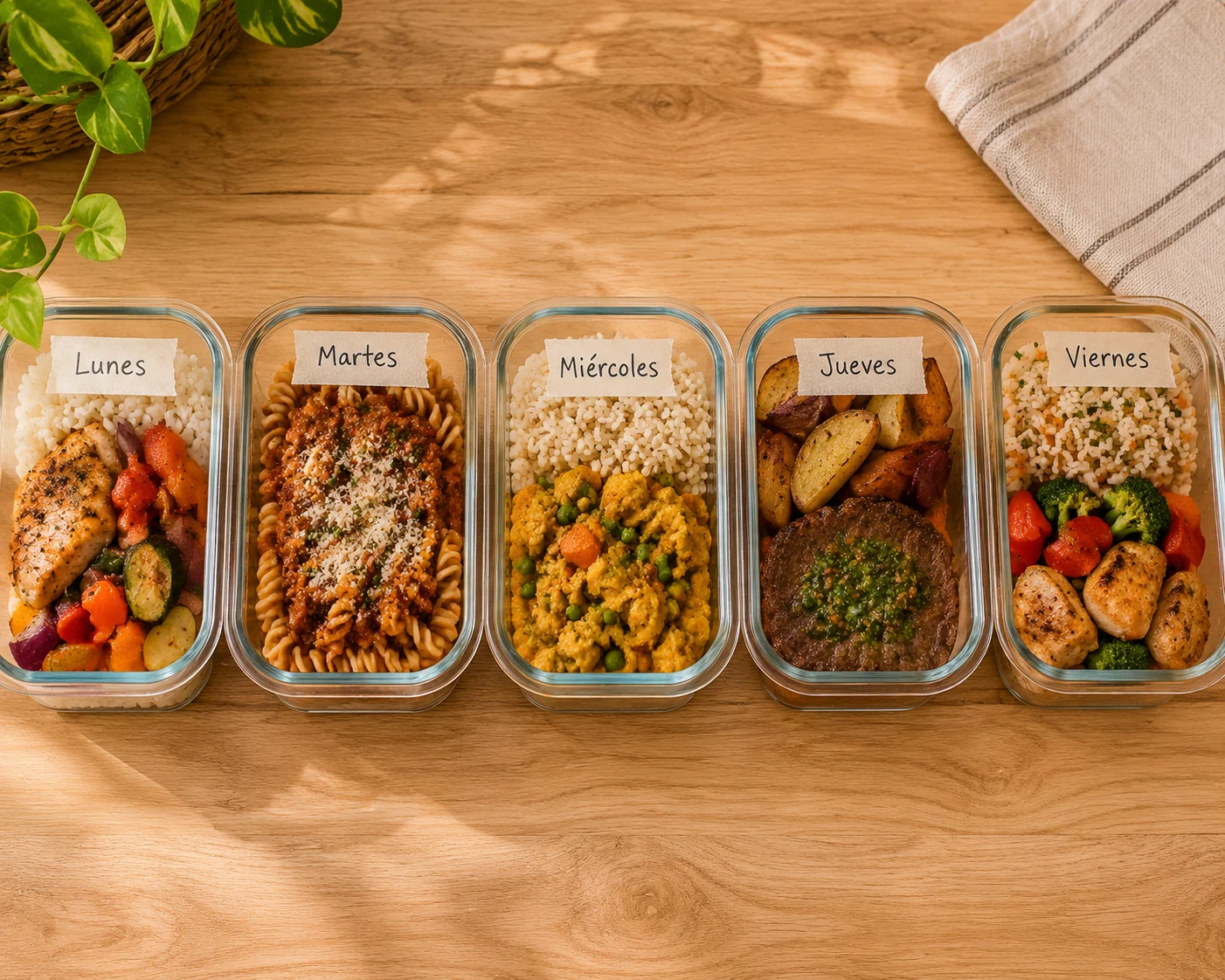 Porciones individuales etiquetadas para el freezer