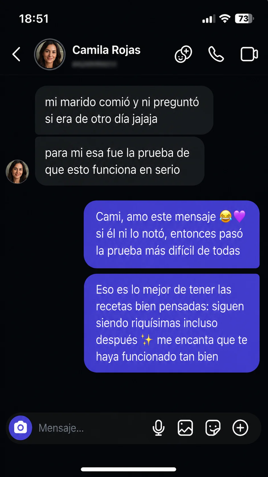 Conversación de Instagram: clienta cuenta que su familia ni notó que la comida era congelada
